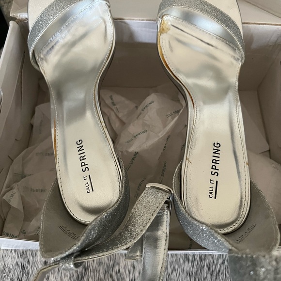 Call It Spring Silver Glitter Heels - Picture 1 of 6